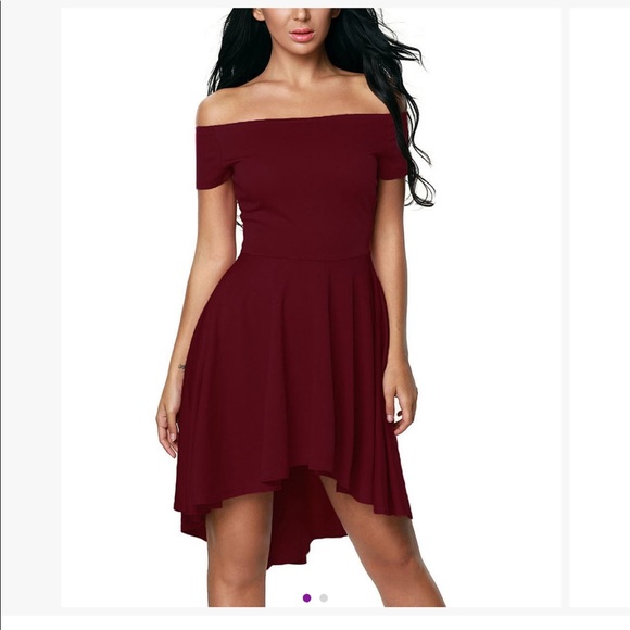 Burgundy All The Rage Off-Shoulder Dress - Picture 1 of 2